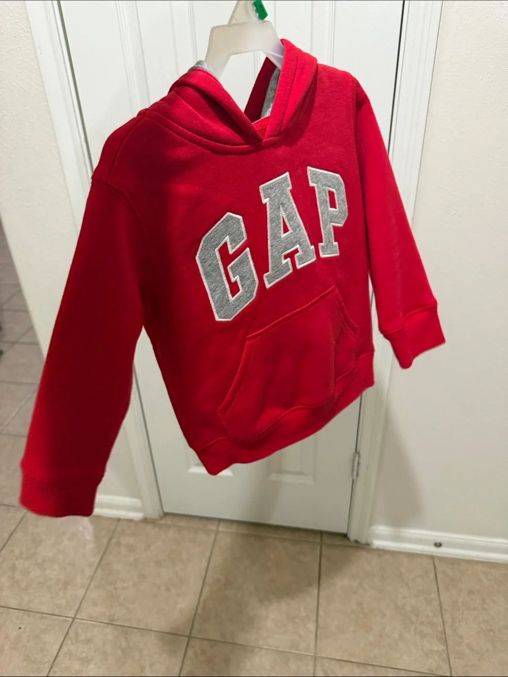 GAP Red Kids Hoodie with Gray Lettering